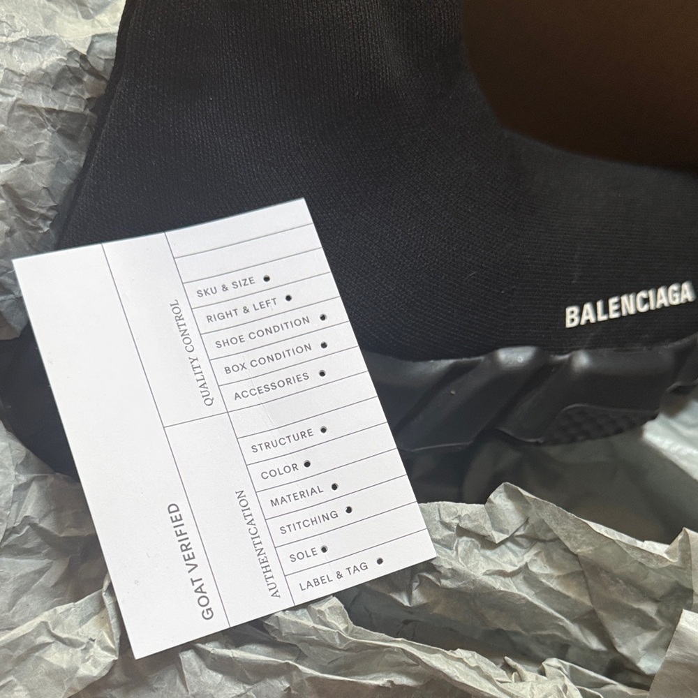 Balenciaga Black Knit Sock Sneakers with White Logo - Picture 4 of 7
